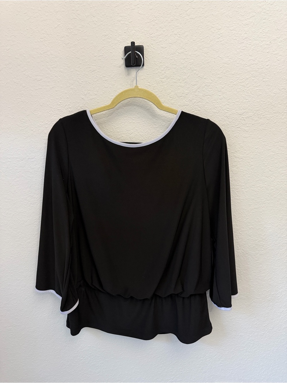 Chaus Black Blouse with White Trim